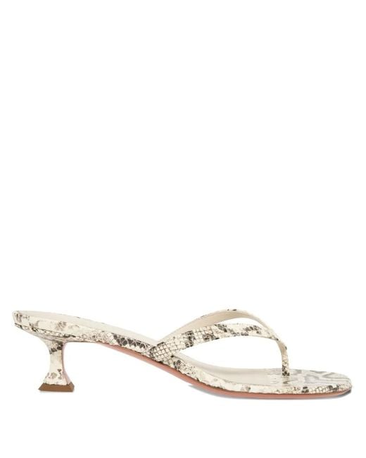 AMINA MUADDI Natural 45Mm Juliette Thong Snakeskin Sandals