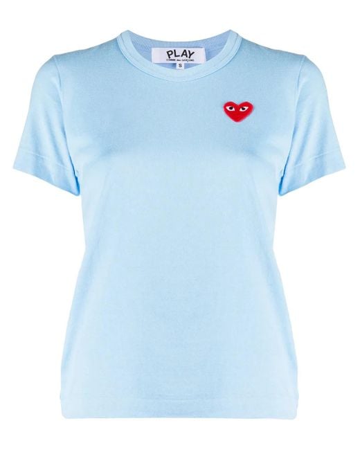 COMME DES GARÇONS PLAY Blue Heart Logo Embroidered T-Shirt