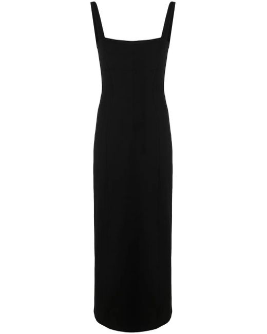 Helmut Lang Black Cut-Out Sweetheart-Neck Maxi Dress