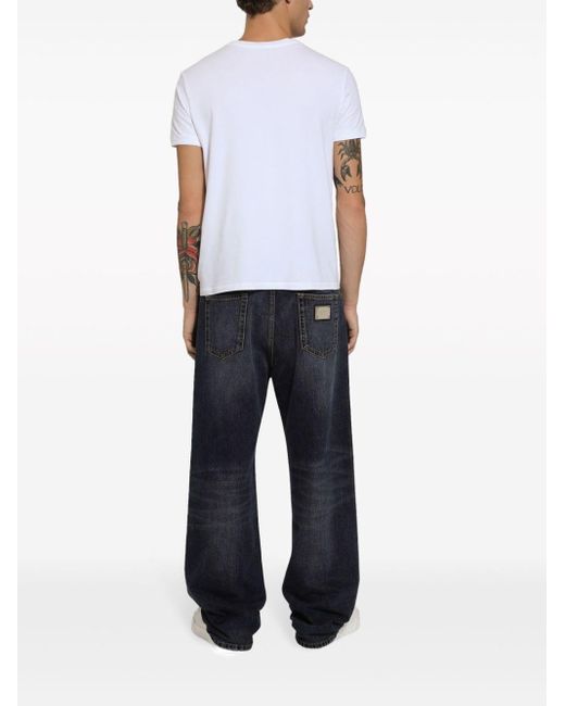 Dolce & Gabbana Blue Wide-leg Cotton Jeans for men