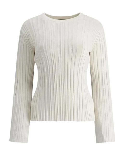 Loulou White Elsa Ribbed Round-Neck Top