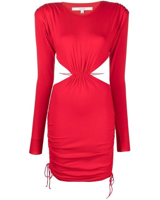 MANURI Red Patricia Ruched-detail Mini Dress