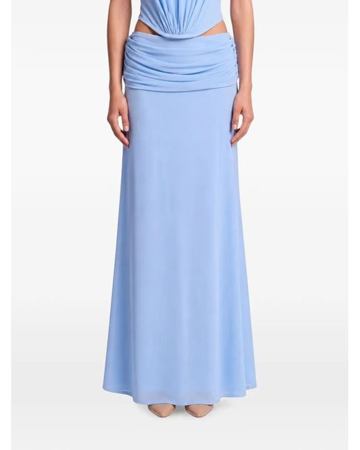 POST MERIDIEM Blue Draped Chiffon Maxi Skirt