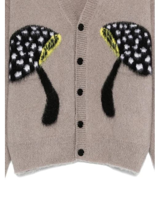 MSGM Gray Mushroom-Embellished Cardigan for men