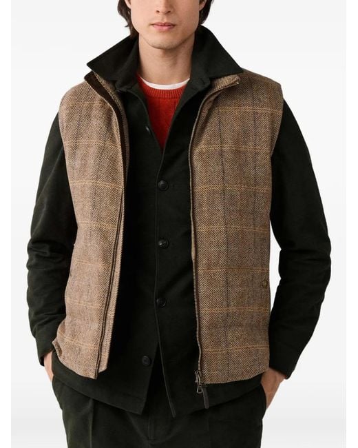 Hackett Black Herringbone Check Gilet for men