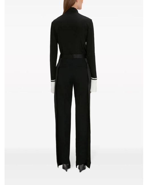 Victoria Beckham Black Pleat-Detail Silk Blouse