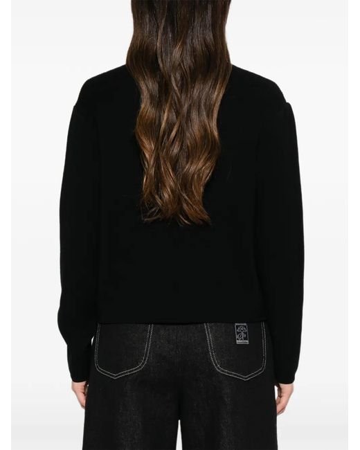 Pence Black Ribbed-Knit Cardigan