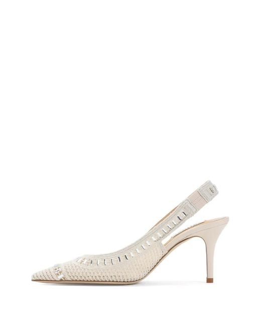 Arteana White Trieste Embellished Crochet Slingback Pumps