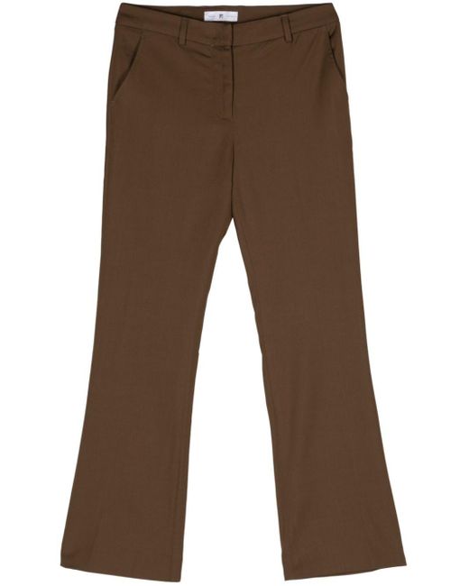 PT Torino Brown Tailored Slim-cut Trousers