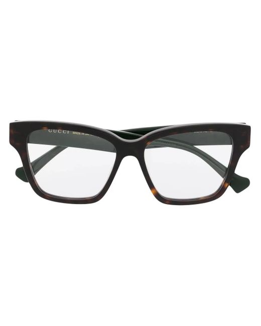 Gucci Black Logo-Plaque Square-Frame Glasses