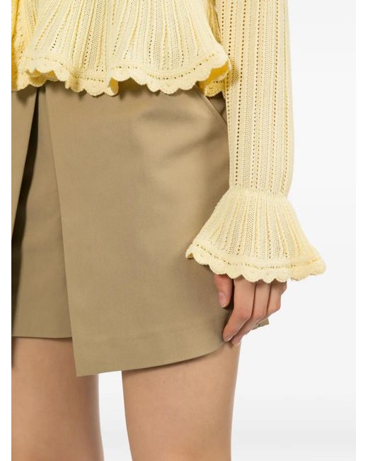 Self-Portrait Natural Gaberdine Skorts