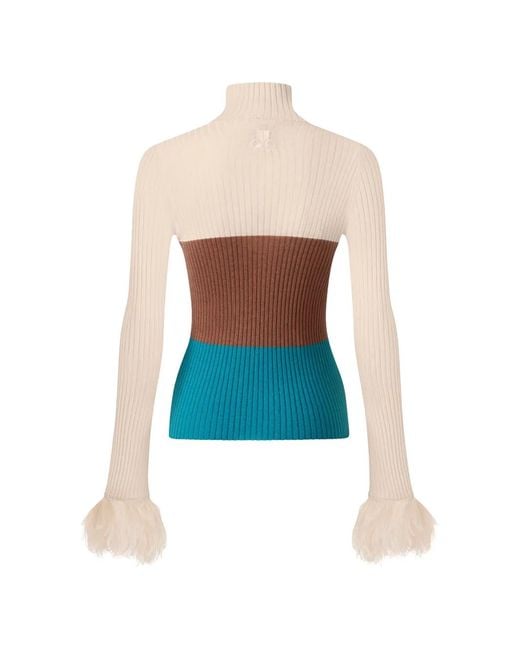 LaDoubleJ Blue High Knick Top With Feathers