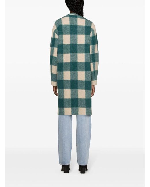 Isabel Marant Green Gabriel Checked Felted Coat