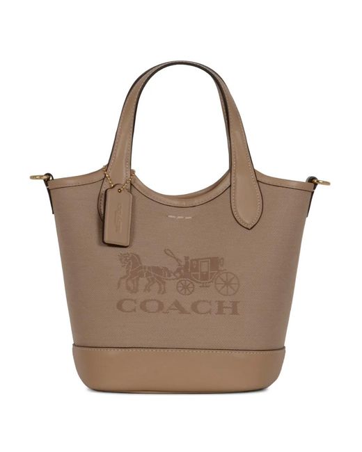 COACH Brown Logo-detail Tote Bag