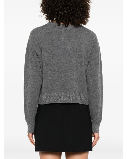 Twinset Gray Metallic-Effect Trim Sweater