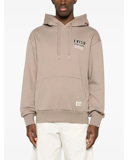 Evisu Natural Logo-Patch Cotton Hoodie for men