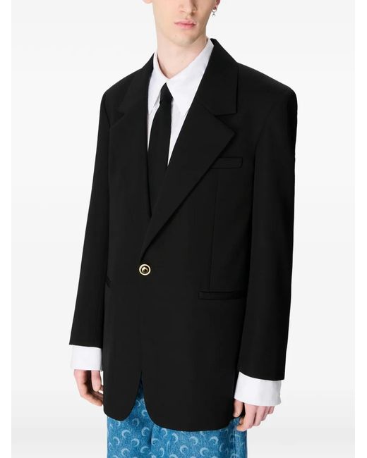 MARINE SERRE Black Twill Boxy Blazer