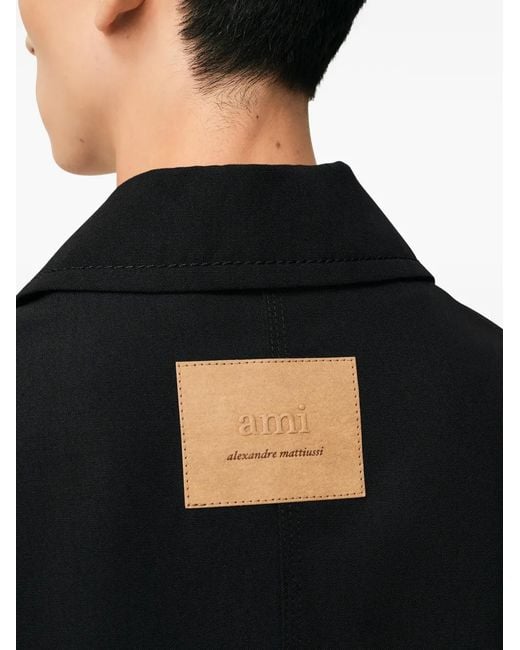 AMI Black Buttoned Wool Worker Jacket