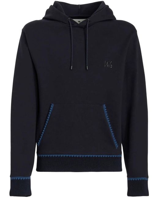Logo-Patch Pullover Hoodie Etro de hombre de color Blue