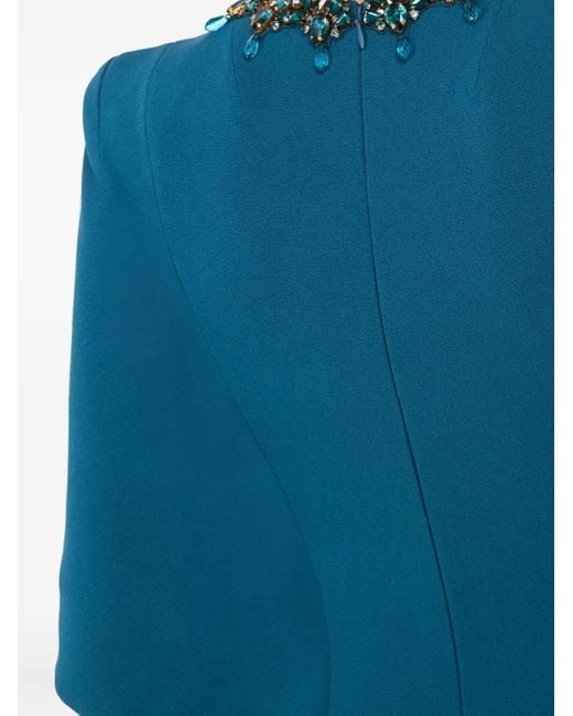 Jenny Packham Blue Ursa Embellished-Neck Midi Dress
