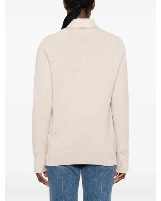 Ma'ry'ya White V-Neck Raglan-Sleeve Sweater
