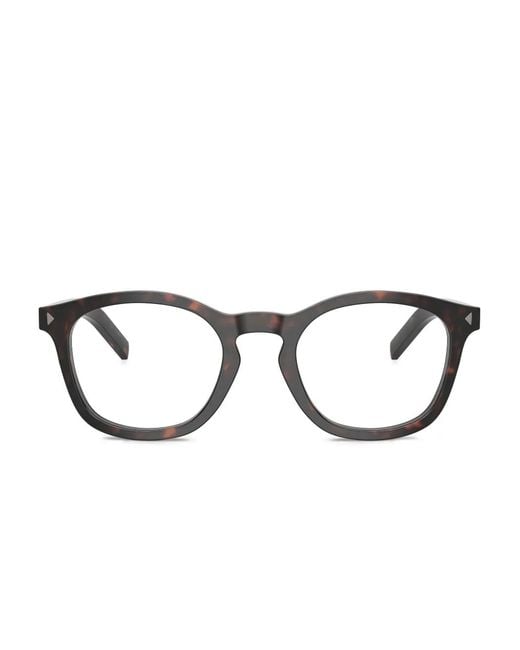 Prada Brown Round-Frame Tortoiseshell Glasses for men