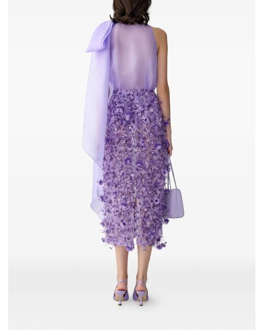 Carolina Herrera Purple Embroidered Pencil Skirt