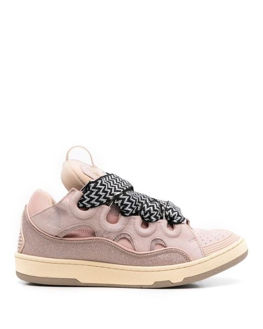 Lanvin Curb Sneakers In Rose-pink Leather for men