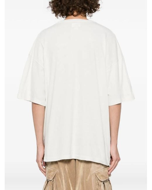 KAMIYA White Motorbike Messengers-Print Distressed T-Shirt for men