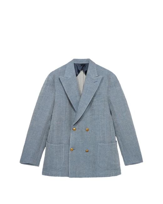 Fortela Blue David Double-Breasted Blazer for men