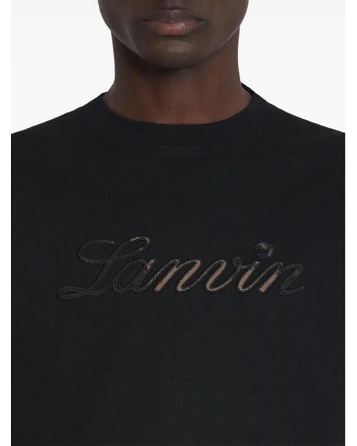 Lanvin Black Denim Script Logo T-Shirt for men