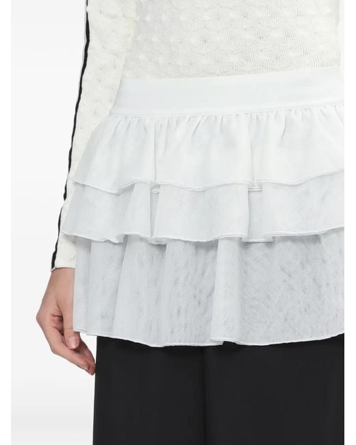 Adidas White Ruffled 3-Stripes Trousers