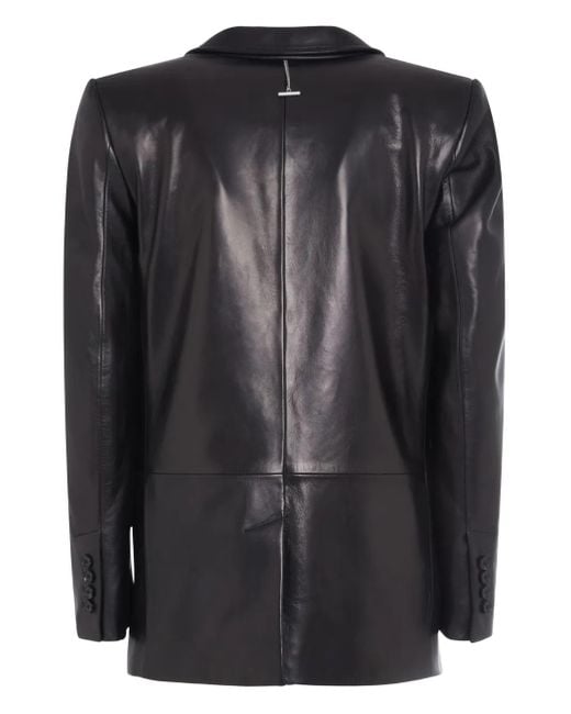 McQueen Black Single-Breasted Leather Blazer