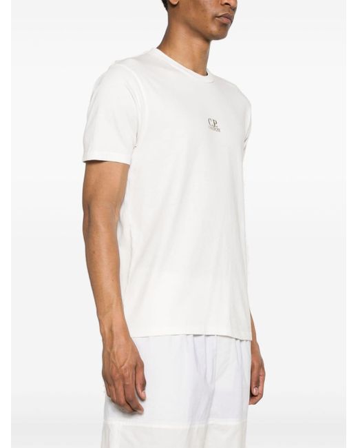 C P Company White Cotton T-Shirt for men