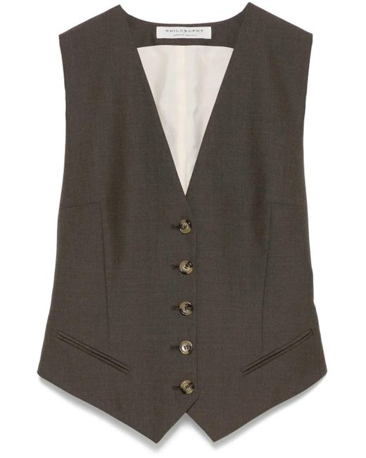 Philosophy Di Lorenzo Serafini Brown Weste Mit V-Ausschnitt