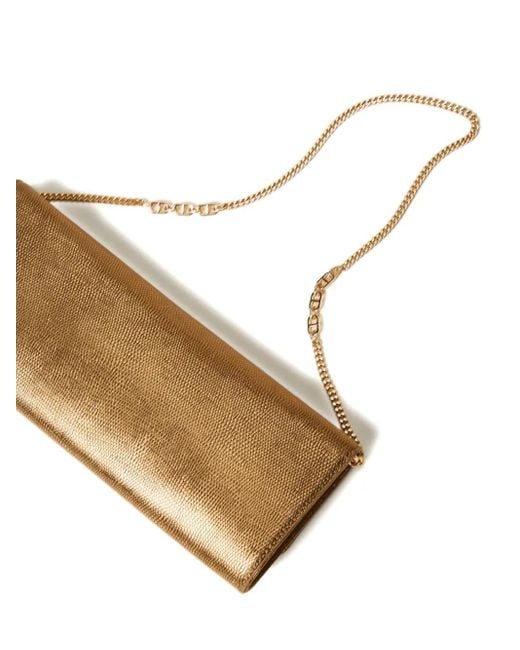 Twinset Brown Snakeskin-Effect Chain Shoulder Bag