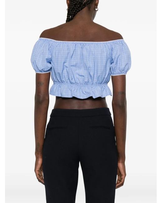 Miu Miu Blue Chemise À Carreaux