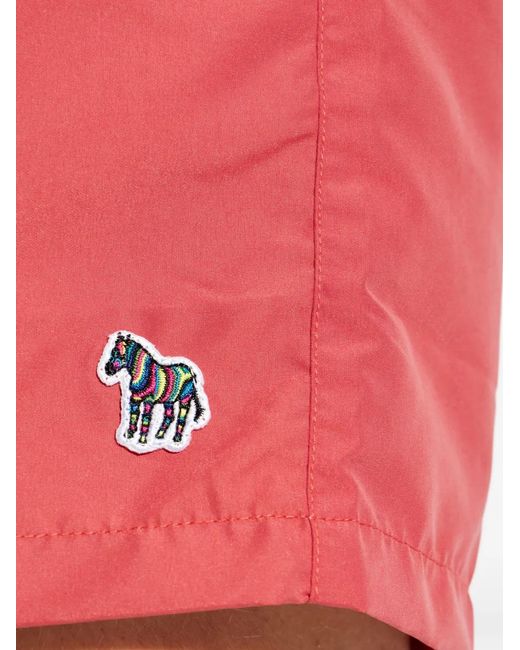 Paul Smith Red Burnt- Zebra-Logo Swim Shorts for men