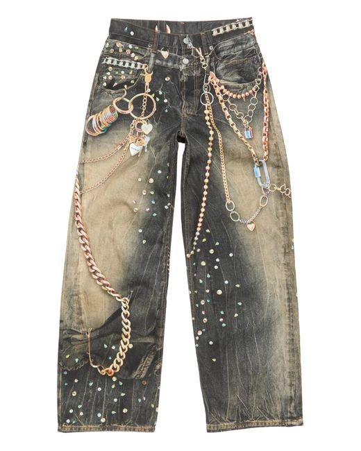 Acne Gray Jean À Imprimé Trompe L'Œil