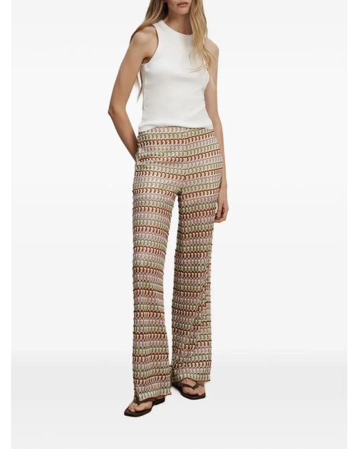 Veronica Beard Natural Fatima Geometric-Pattern Trousers