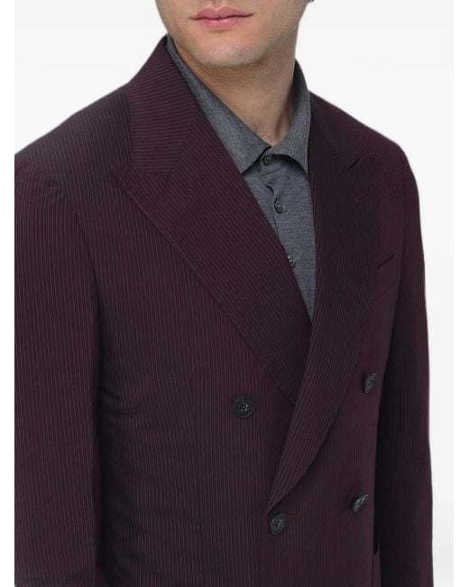 Antonio Marras Purple Pinstripe Double-Breasted Blazer for men