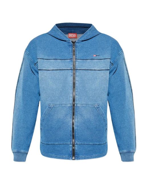 DIESEL S-Blaxt-Hood-Zip-New Sweater Met Capuchon En Rits in het Blue voor heren