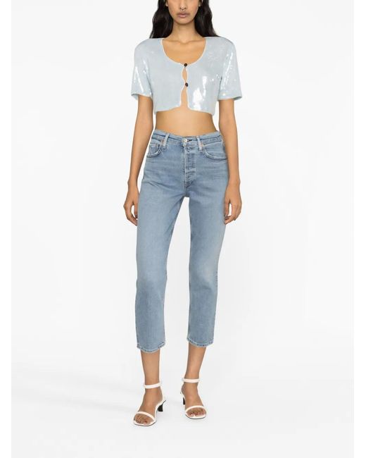 Citizens of Humanity Blue Charlotte Cropped Straight-Leg Jeans