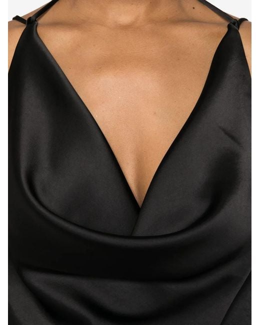 ANDAMANE Black Robe Longue Drapée À Col Bénitier Vera