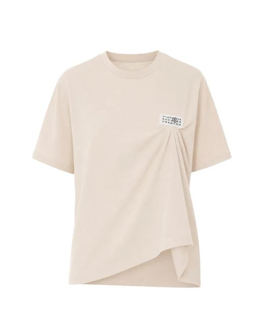 MM6 by Maison Margiela White Numeric Logo Draped T-Shirt