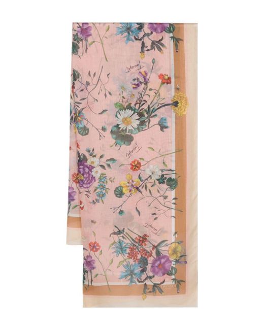 Twin Set Pink Semi-transparenter Schal mit Blumen-Print