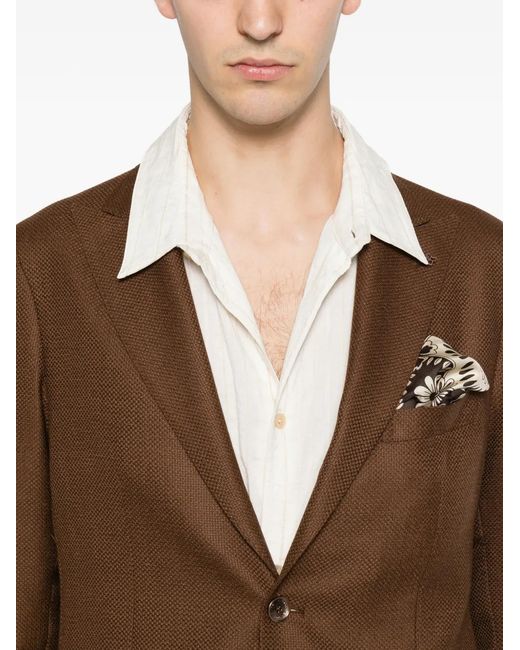 Tagliatore Brown Pin-Lapel Single-Breasted Blazer for men