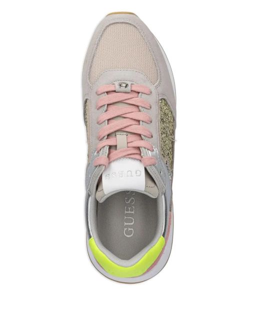 Guess White Energy Glitter-Embellished Sneakers