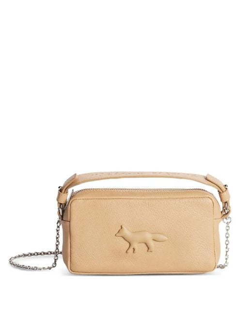 Maison Kitsuné Natural Fox-Embossed Leather Cross Body Bag
