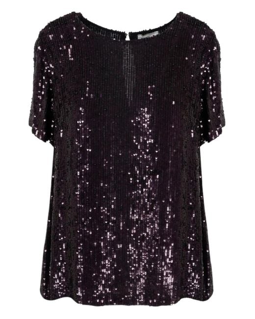 P.A.R.O.S.H. Black Gamma Sequin Embellished T-Shirt